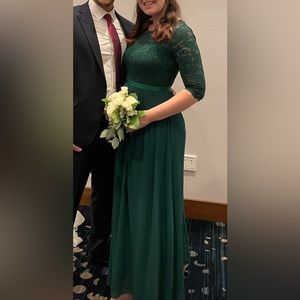 Miusol Woman’s Formal Elegant Floral Lace Bridesmaid Dress in Dark Green